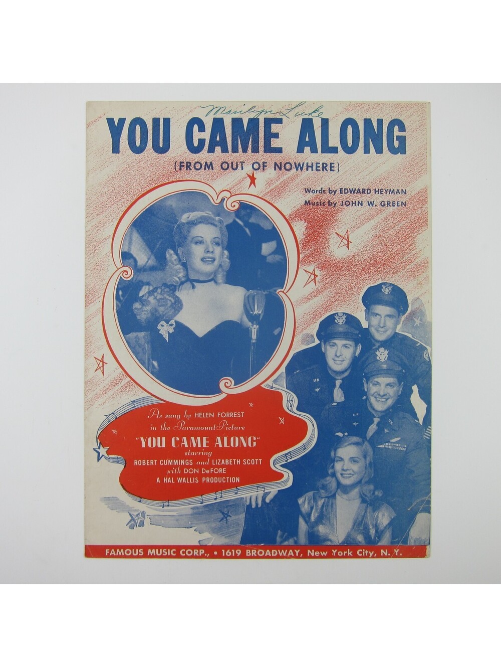 Sheet Music You Came Along (From Out Of Nowhere) Helen Forrest Vintage 1931